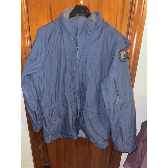 Eddie Bauer Weather Edge Mens Coat Jacket Large Tall Blue 40 Anniversary Accent